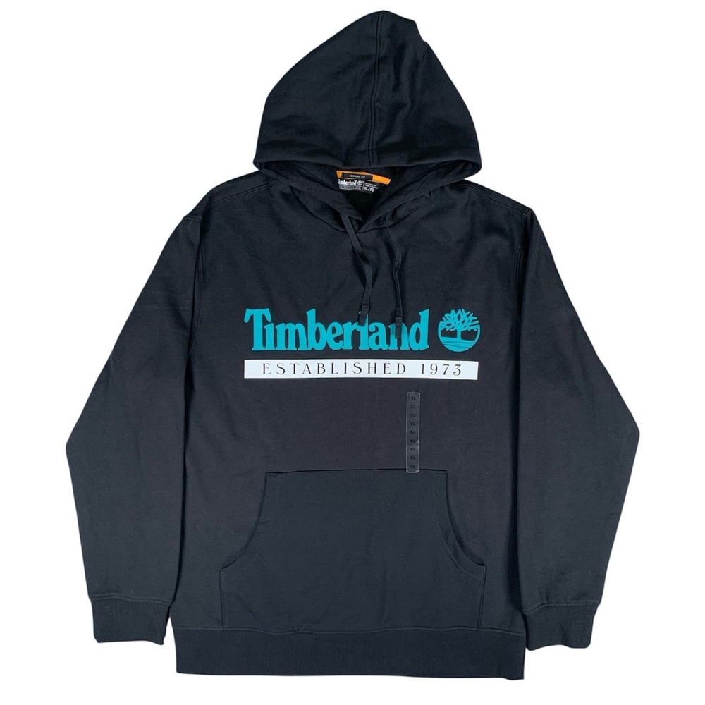 Men's Timberland Hoodie Black/Blue Pullover Size XL